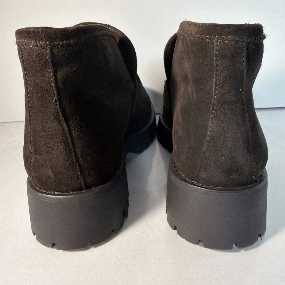 Madden NYC Lug Loafer Leon Chocolate Brown Boots Booties Faux Suede Sz 8.5 Woman